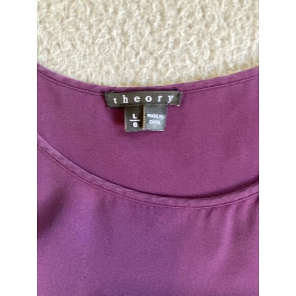 Theory Tank Top Large Silk Sleeveless Layer Purple Round Neck Luxury Classic L - Picture 7 of 13